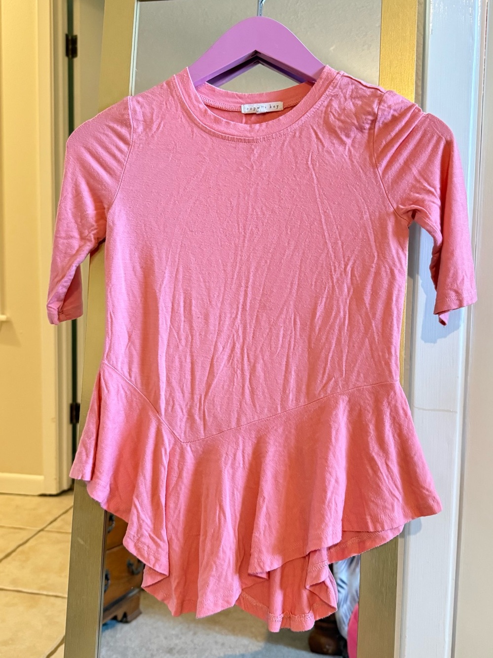 Girls' Pink Peplum Top